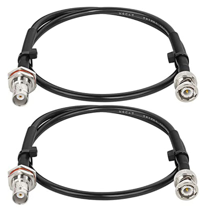 MOOKEERF 2PCS 50 ohm RG58 BNC Male to Female Coax Cable - 2FT Low Loss Antenna Extension for CB Radio, VHF Ham Radio, Wireless Microphone, CCTV, Amateur Radio - size: 2FT