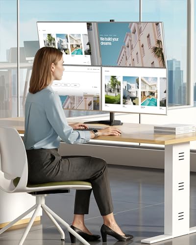 monTEK Freestanding Quad Monitor Stand for Four 17-32" Screens, 22 lbs Each - size: Quad Monitor