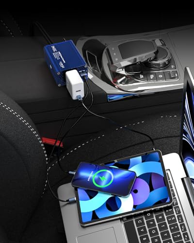 FOVAL 150W Car Power Inverter 12V DC to 110V AC Converter Vehicle Adapter Plug Outlet with 3.1A Dual USB Car Charger for Laptop Computer (Classic Blue) - color: Classic Blue