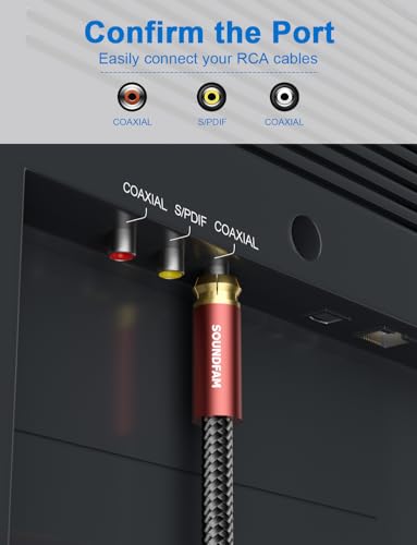 Subwoofer Cable RCA to RCA, Dual Shielded (Copper+Aluminum Foil) Digital Coaxial Audio Cable for Home Theater, Stereo, Amp - [ 3.3ft/1M, Red ] - color: COAX Subwoofer Cable, size: 3.3ft/1M