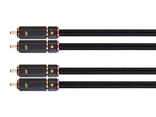Monoprice Male RCA Two Channel Stereo Audio Cable - Gold Plated Connectors, Double Shielded, 15 Feet, Black - Onix Series - size: 15 Feet, style: 2x RCA to 2x RCA