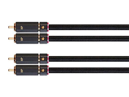 Monoprice Male RCA Two Channel Stereo Audio Cable - Gold Plated Connectors, Double Shielded, 15 Feet, Black - Onix Series - size: 15 Feet, style: 2x RCA to 2x RCA