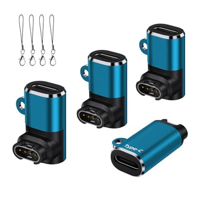 Charger Adapter for Garmin Watch 4-Pack,USB C to Garmin Charging Data Cable Adapter for Forerunner 55/165/970/570/945,Cirqa Smart Band,Vivoactive 6 5 4S,Fenix 9 Pro 8 7 6,Venu 4/3/3S,Epix Pro 2, Blue - color: BLUE