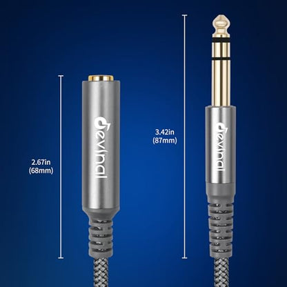 1/4 inch Headphone Extension Cable, 6.35mm TRS Male to Female Stereo Cord, Quarter Inch Guitar Cable Extender, 10ft (3 Meters) - color: Silver 3M/10FT