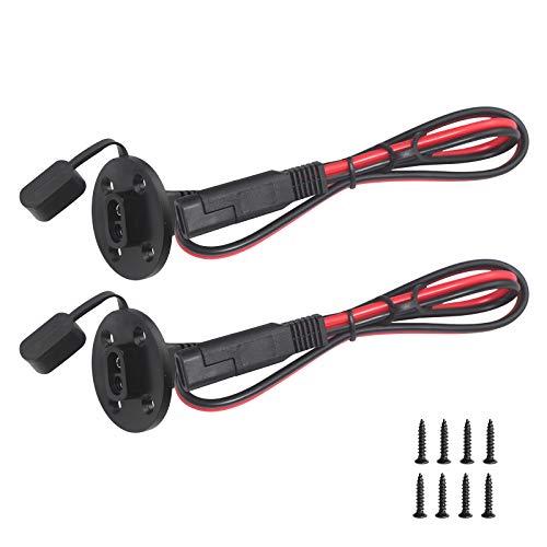 SPARKING 2FT SAE Socket Sidewall Port - Solar Panel Mount with SAE Quick Disconnect Universal Flush-Mountable Connector for Solar Generator Battery Charger with 8 Mounting Screws (SAE Cable) - size: SAE Cable