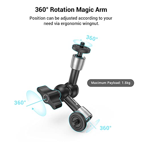 SMALLRIG Super Clamp w/ 1/4" and 3/8" Thread and 5.8 Inches Adjustable Friction Power Articulating Magic Arm with 1/4" Thread Screw for LCD Monitor/LED Lights - KBUM2730 (Pack of 2) - size: 5.8''+arm only (Pack of 2)