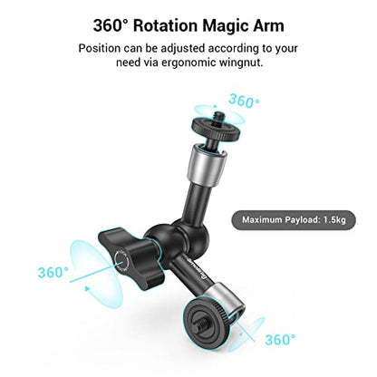 SMALLRIG Super Clamp w/ 1/4" and 3/8" Thread and 5.8 Inches Adjustable Friction Power Articulating Magic Arm with 1/4" Thread Screw for LCD Monitor/LED Lights - KBUM2730 (Pack of 2) - size: 5.8''+arm only (Pack of 2)