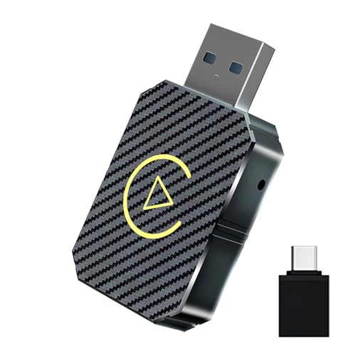 Wireless CarPlay Adapter 2026 Upgraded,CarPlay & Android Auto 2-in-1, Mini USB Design for Cars with Wired CarPlay,Fast Auto-Connect,Plug & Play,for iOS 10+, Android 11+ Version (Stripe)