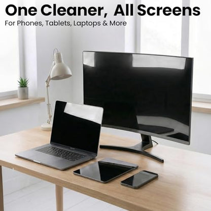 EVEO Car Screen Cleaner Spray and Wipe -2-in-1 iPhone Cleaner, iPad Screen Cleaner & Phone Screen Cleaner - Touchscreen Mist Cleaner for Laptop, Computer, MacBook and More - 2 Pack (Grey & Grey) - color: Grey & Grey