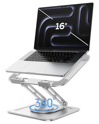 LOXP Adjustable Laptop Stand, Computer Stand with 360 Rotating Base - color: White