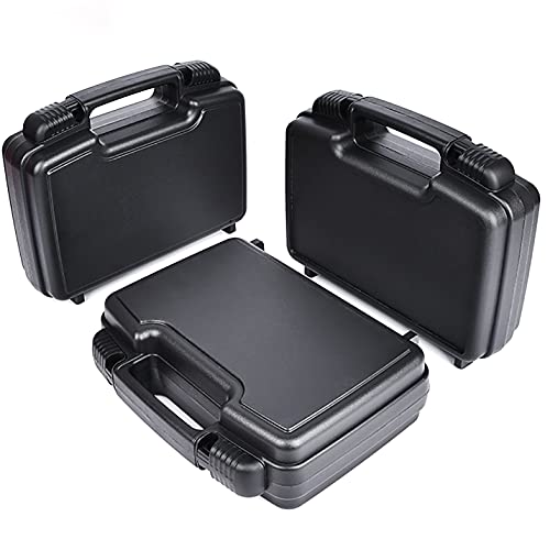Small Hard Case with Foam, 14" Lightweight Pluck Foam Padded Protection Carrying/Storage Case - Customizable Interior for GoPro, Camera, iPhone, Tablet, Black - Outer Size:14” x 10.4” x 3.5” - style: Inner 13.7" X 8.6" X 3.1"