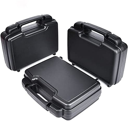 Small Hard Case with Foam, 14" Lightweight Pluck Foam Padded Protection Carrying/Storage Case - Customizable Interior for GoPro, Camera, iPhone, Tablet, Black - Outer Size:14” x 10.4” x 3.5” - style: Inner 13.7" X 8.6" X 3.1"