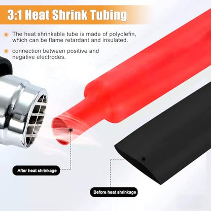 mankk 230PCS Copper Wire Lugs AWG 1 2 4 6 8 1/0 2/0 Gauge Battery Terminal Connectors Battery Cable Ends Connectors Copper Ring Terminal Kit with 3:1 Heat Shrink Tubing - color: 230PCS-Handheld Box