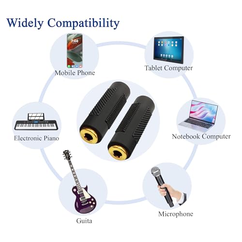 1/8 inch Audio Adapter 3.5MM Female to Female Coupler Stereo Connector for Headphones 4pcs