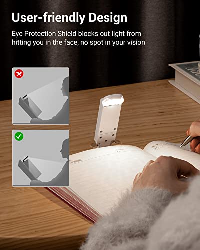 DEWENWILS Book Reading Light with Clip, USB Rechargeable Booklight for Reading in Bed, Eye Care LED Book Lamp for Kids, Bookworms,2 Brightness Levels (White) - color: Daylight