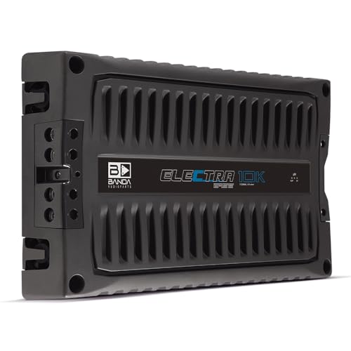 Banda Audioparts Electra 10K 1-Ohm Monoblock Car Amplifier, Class D High Power Bass Amplifier, 10000W RMS @ 12.6V, Aluminum Chassis, Adjustable Bass Boost, Subwoofer Car Audio Amp