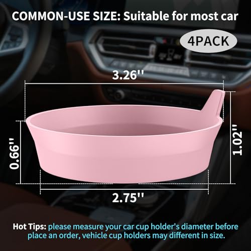 ME.FAN Car Cup Coasters [4 Pack] Silicone Cars Coasters - Universal Non-Slip Recessed Interior Accessories - Cup Holder Inserts Dusty Rose - color: 4pack-dusty Rose