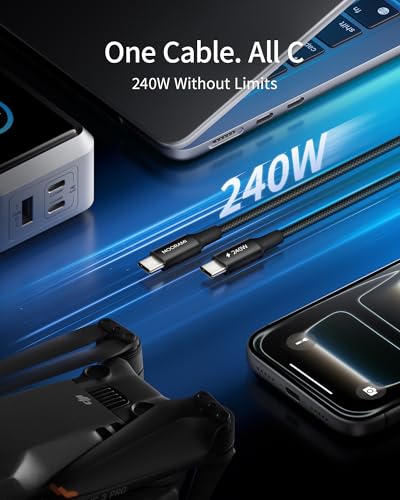 2-Pack 0.5ft 240W USB C to C Cable for Power Bank Pocket Charging - color: Black, size: 0.5 ft (6 in)