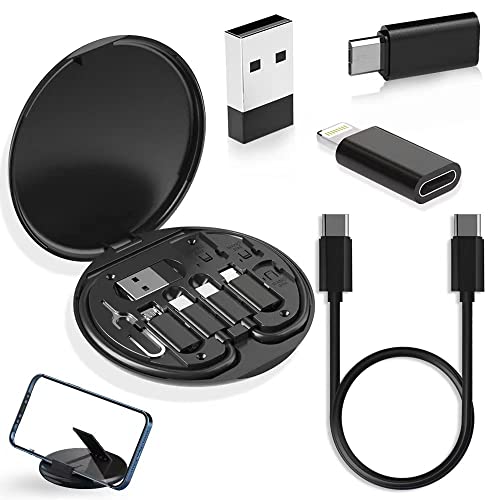 YANZIE USB Adapter Kit, USB C Travel Organizer Case with Phone Stand, Black - color: Black