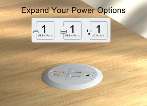 2-inch Small Desktop Power Grommet,PD20W USB-C,6.4ft Cord,White - size: White,6.4 ft Cord