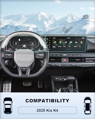 (4PCS) 2025 2026 K4 Screen Protector - For Kia K4 (LX/LXS/EX/GT-Line/GT-Line Turbo) Dual 12.3Inch Navigation Radio &Dash Touchscreen, 2025 K4 Accessories HD Transparent Nano Film Anti-Fingerprints