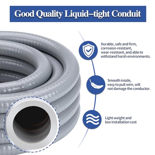 1-1/4 Inch 25 FT Liquid-Tight Conduit and Connector Kit - style: 1-1/4 inch-25FT