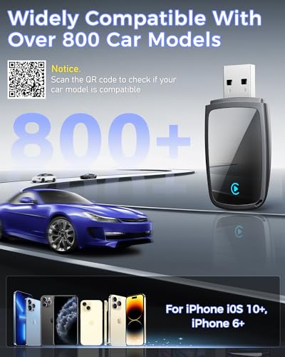Wireless CarPlay Adapter for Apple iPhone（2026 Upgrade）- Convert Wired CarPlay to CarPlay Wireless Adapter, Stable Connection Compatible with OEM Wired CarPlay Vehicles & iOS 10+(Gray) - color: Gray