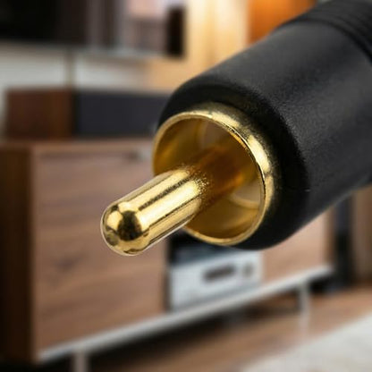 JSJ RCA Splitter Cable Male to 2 Female, 8 Inch Gold Plated OFC Y Adapter - size: RCA M - 2 RCA F/0.5FT