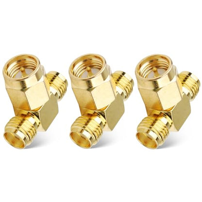 Superbat SMA Adapter Splitter 2-Way, SMA Male to Dual Female Splitter Antenna Adapter Converter 3pcs - color: SMA splitter