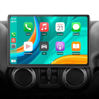 Junsun 13.1 inch Car Radio Stereo for Jeep Wrangler JK Compass Dodge Ram Built-in Carplay Android Auto,Android 12 Head Unit 2G RAM 32GROM with DSP WiFi GPS Navigation Bluetooth SWC