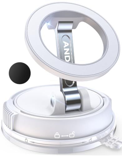 ANDERY Car Phone Holder for Magsafe [78+LBS Strongest Suction & 2400gf Strongest Magnetic] 360° Adjustable Car Phone Mount, Phone Holders for Your Car for iPhone 17-12 Pro Max Air Plus ((White) - color: White