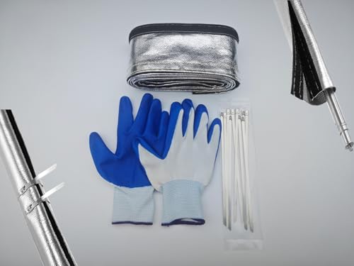 Automotive Heat Shield Sleeve, 1/2" x 10 Ft Aluminized Sleeving for Engine Bay, Exhaust Hose & Wiring Protection | High Temp Wrap with Hook & Loop | Includes 10 Stainless Steel Zip Ties - size: 1/2" I.D.x 10Ft