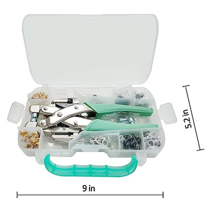 3/16 & 1/8 Grommet Tool Kit and Eyelet Hole Punch Plier, Grommet Eyelet Pliers Tool Set with 160 Pcs Metal Grommets Eyelets and Case for Leather Bags Clothes Belt Cards and Crafts
