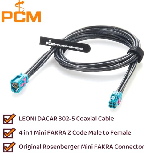4 in 1 Rosenberger HFM Mini FAKRA Z Code Male to Female RF Coaxial Cable Quad AMS11D-1M4Z5-Z to AMK12D-1M4Z5-Z Vehicle Automotive GPS Antenna Cable for Car Camera, ADAS, Autonomous Driving (2M/6.6FT) - size: 2M/6.6FT