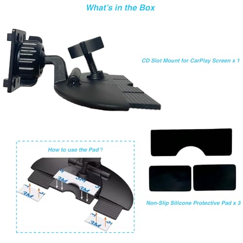CD Slot Mount for CarPlay Screen, [Heavy-Duty] 360° Rotation CD Mount for CarPlay Screen Compatible with GPS 7-11” Monitors