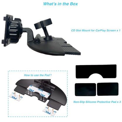 CD Slot Mount for CarPlay Screen, [Heavy-Duty] 360° Rotation CD Mount for CarPlay Screen Compatible with GPS 7-11” Monitors
