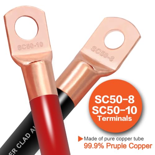 1/0 Gauge Battery Cable Kit 40ft Red/Black 1/0 AWG CCA Power & Ground Wire - color: Black/Red