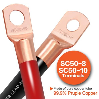 1/0 Gauge Battery Cable Kit 40ft Red/Black 1/0 AWG CCA Power & Ground Wire - color: Black/Red