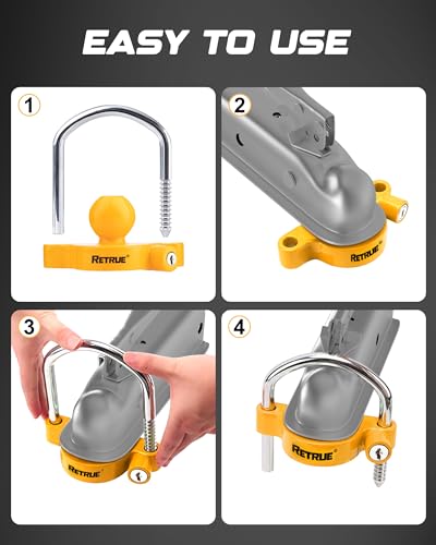 RETRUE Universal Coupler Lock Trailer Locks Ball Hitch Trailer Hitch Lock Adjustable Security Heavy-Duty Steel Fits 1-7/8 Inch, 2 Inch, 2-5/16 Inch Couplers, Yellow (Pack of 20) - color: Yellow, size: 20 Pack