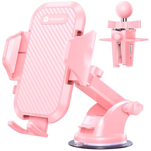 VICSEED Stable Car Phone Holder [Upgraded Strongest Suction, Won't Break] - color: Hot Pink