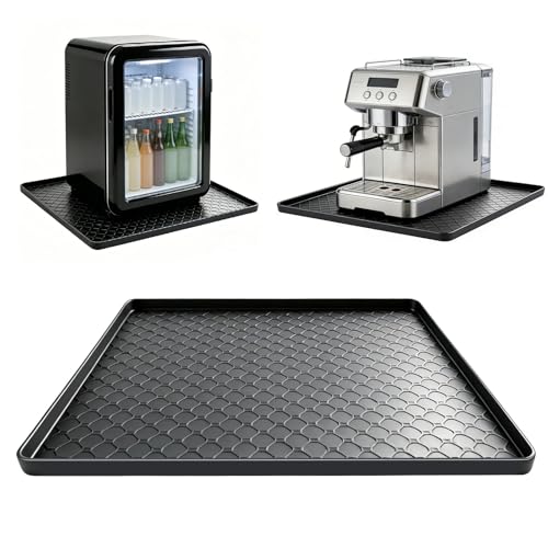 Silicone Mini Fridge Mat Refrigerator Floor Protector Drip Tray with Raised Edges Waterproof Non-Slip Appliance Pad Mini Fridge Mat for Carpet Washing Machine Water Cooler 19.7"x19.7" Black - size: 19.7"x19.7" Black