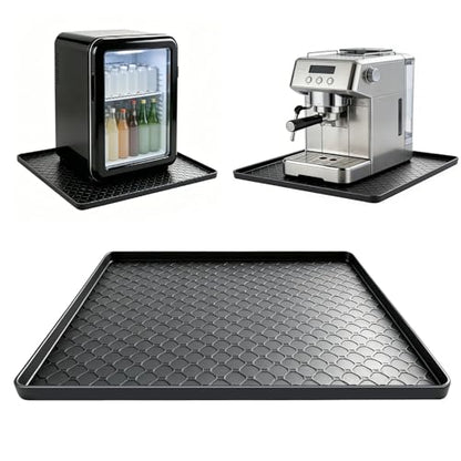 Silicone Mini Fridge Mat Refrigerator Floor Protector Drip Tray with Raised Edges Waterproof Non-Slip Appliance Pad Mini Fridge Mat for Carpet Washing Machine Water Cooler 19.7"x19.7" Black - size: 19.7"x19.7" Black
