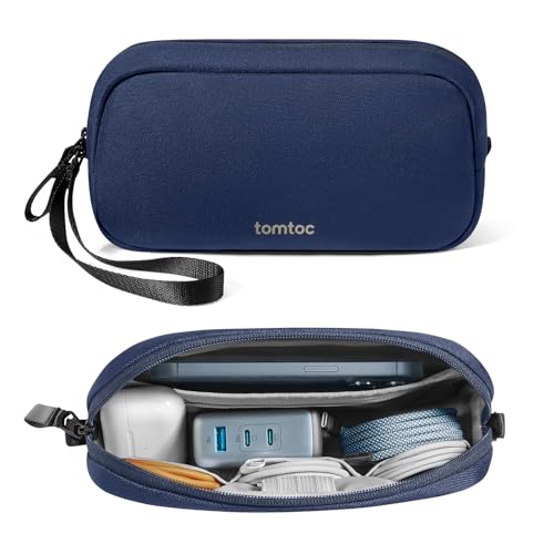tomtoc Electronics Organizer Travel Case, Cable Organizer for Essentials - color: Navy Blue, size: Small