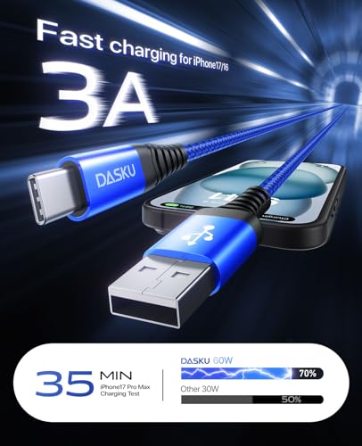 USB A to USB C Cable Fast Charging 10FT, 2Pack USB to USB C Cable, Upgraded - color: Blue, size: 10FT, style: USB A to USB C