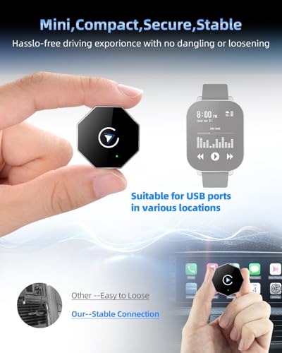 Wireless CarPlay Adapter for iPhone,Mini USB Design,2026 Upgrade with Built-in Wired for Apple CarPlay Plug and Play Fast Stable Connection Car Play for iPhone & Android (ZS01)