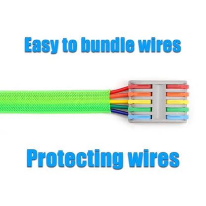 25ft PET Expandable Braided Cable Sleeve 1/6inch(4mm) Pet Braided Cable Sleeve for Audio Video Device Wire Automotive Wire (Green) - color: Green, size: 4mm"(1/6 inch)