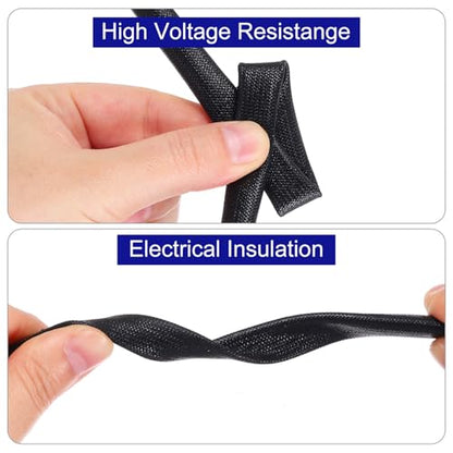 MECCANIXITY 3Pcs Wire Insulation Braid Fire Sleeve,3.28Ft-6mm ID Black, High Temp Silicone Coated Fiberglass Sleeving for Automotive Hose Lines Electrical Wiring - color: Black, size: 3.28Ft-6mm