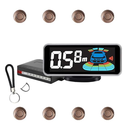 Backup Parktronic System 8-Sensor with LCD Display & Car Keychain,Distance Detection (Meter/Feet),English/Spanish/Beep Alert Options 20 Color Probes:8 Main Colors 20mm Compact Elegant Design - color: Brown