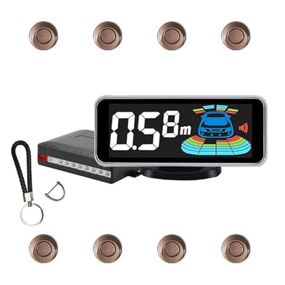 Backup Parktronic System 8-Sensor with LCD Display & Car Keychain,Distance Detection (Meter/Feet),English/Spanish/Beep Alert Options 20 Color Probes:8 Main Colors 20mm Compact Elegant Design - color: Brown