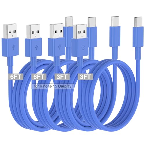 Car Carplay Cable for iPhone 17 16 15 Charger Cord,3/3/6/6FT USB A to USB C Cable for iPhone 17 Pro Max/16 Pro/15 Plus Charger,USB C Car Charger for Apple 17 Air/16 Pro Max/16e/15-Dark Blue - color: Dark Blue, size: 3FT+3FT+6FT+6FT